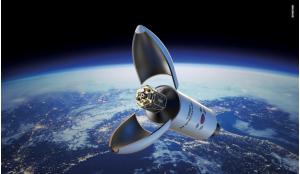 Artist’s impression depicting a satellite deployment in Earth orbit after launch by HANBIT.